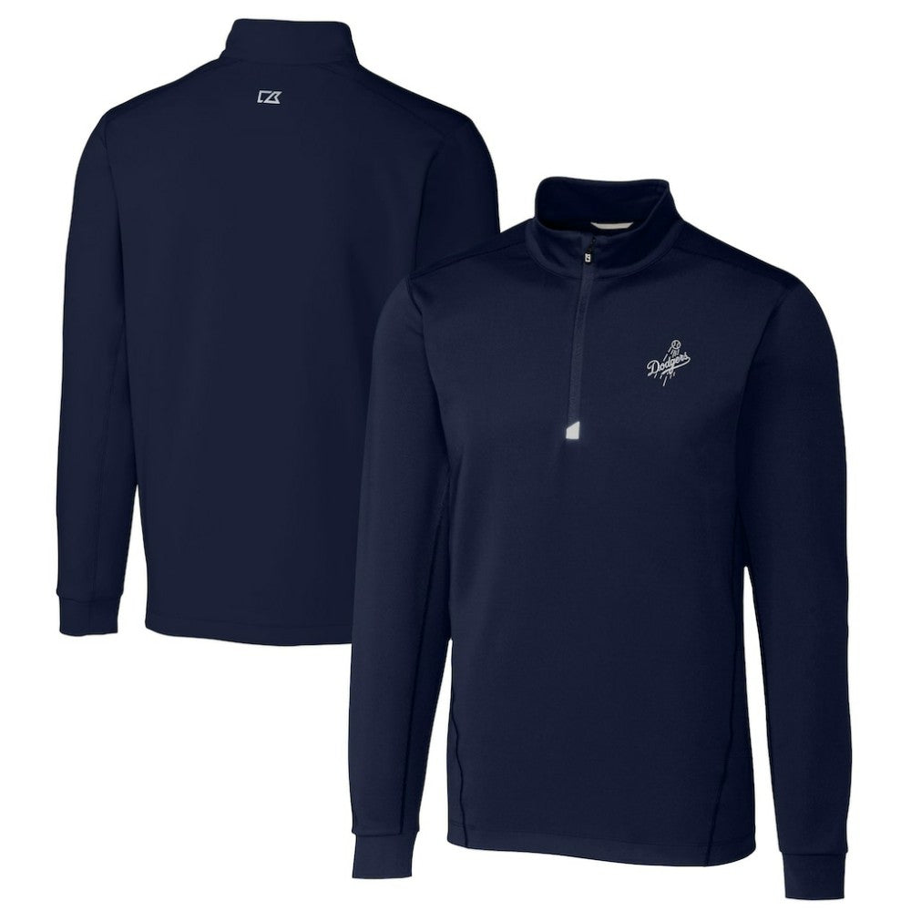 Navy Los Angeles Dodgers Cutter & Buck Big & Tall Traverse Stretch Quarter-Zip Pullover Top