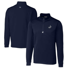 Navy Los Angeles Dodgers Cutter & Buck Big & Tall Traverse Stretch Quarter-Zip Pullover Top