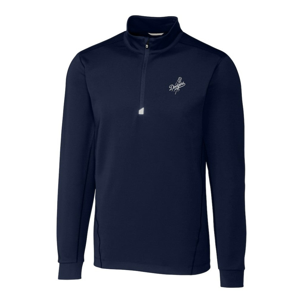 Navy Los Angeles Dodgers Cutter & Buck Big & Tall Traverse Stretch Quarter-Zip Pullover Top