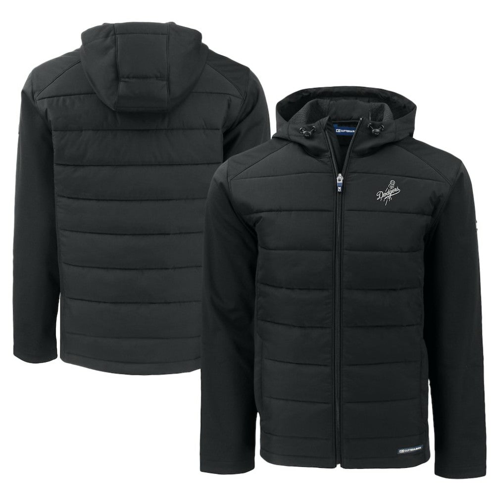 Black Los Angeles Dodgers Cutter & Buck Big & Tall Evoke Hybrid Eco Softshell Recycled Full-Zip Hooded PrimaLoft Jacket