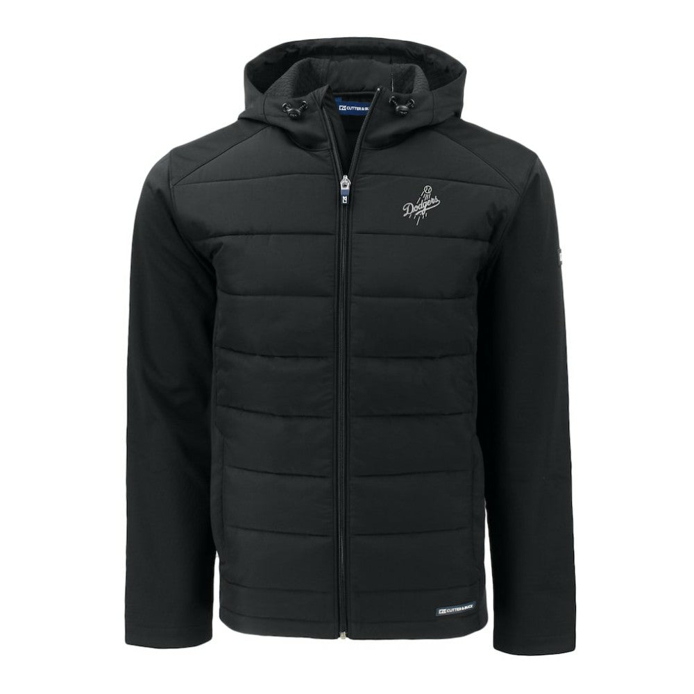 Black Los Angeles Dodgers Cutter & Buck Big & Tall Evoke Hybrid Eco Softshell Recycled Full-Zip Hooded PrimaLoft Jacket