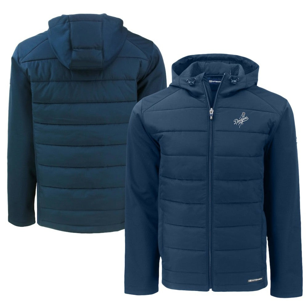 Navy Los Angeles Dodgers Cutter & Buck Big & Tall Evoke Hybrid Eco Softshell Recycled Full-Zip Hooded PrimaLoft Jacket