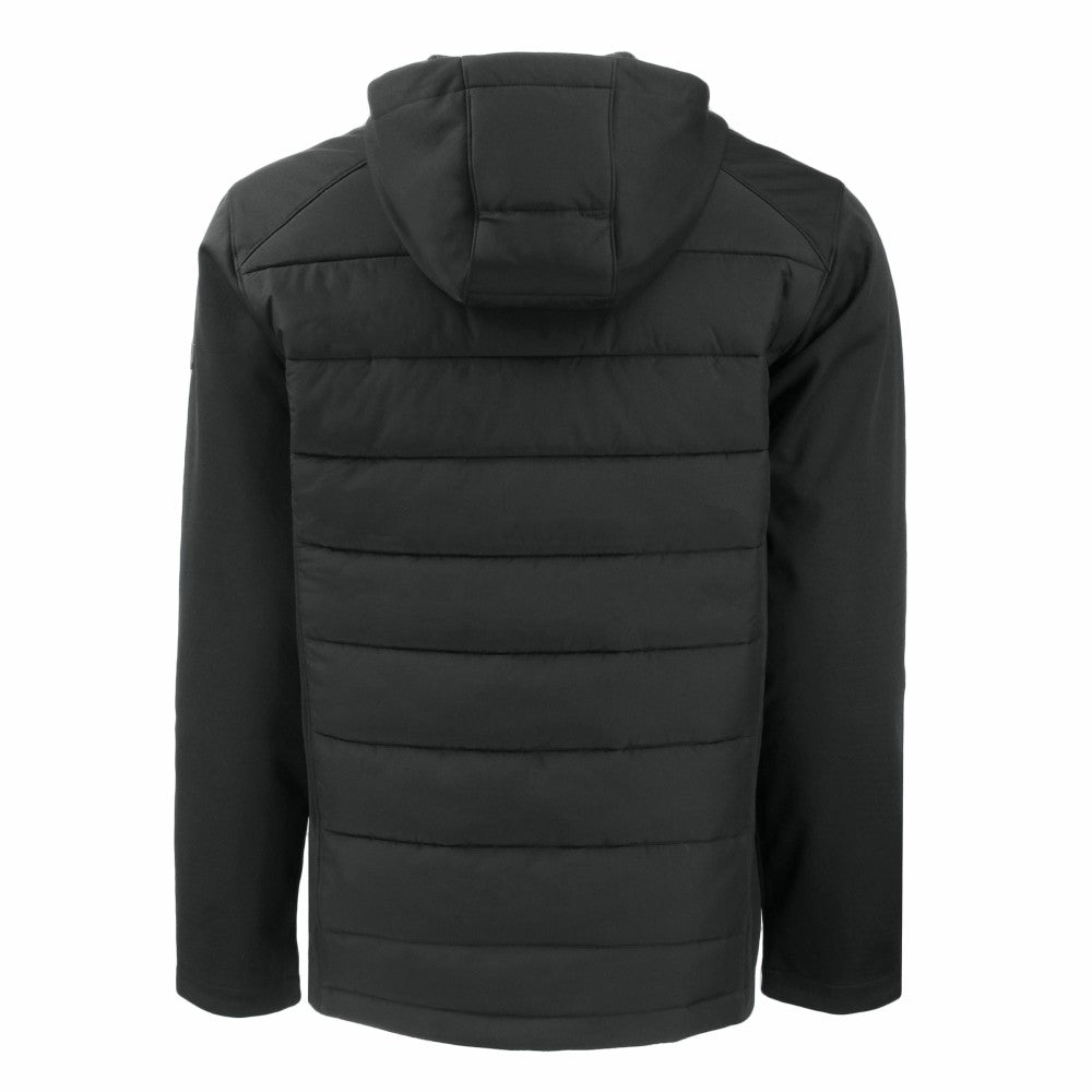 Black Milwaukee Brewers Cutter & Buck Big & Tall Evoke Hybrid Eco Softshell Recycled Full-Zip Hooded PrimaLoft Jacket