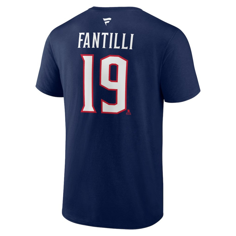 NHL Adam Fantilli Columbus Blue Jackets Fanatics Authentic Stack Name & Number T-Shirt