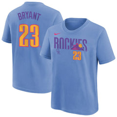 Light Blue Kris Bryant Colorado Rockies Nike Youth Fuse City Connect Name & Number T-Shirt