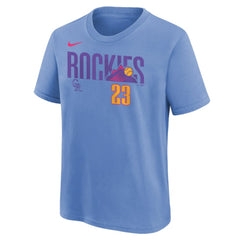 Light Blue Kris Bryant Colorado Rockies Nike Youth Fuse City Connect Name & Number T-Shirt