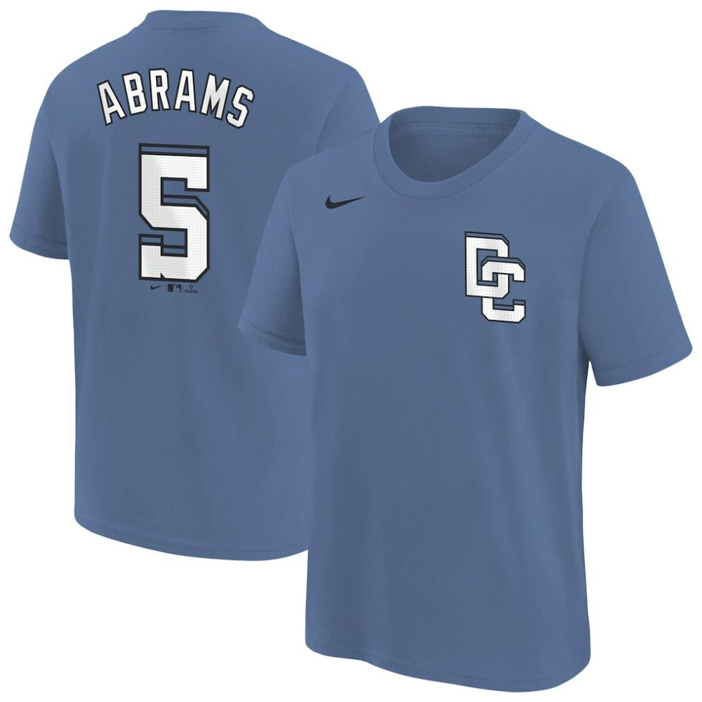 Blue CJ Abrams Washington Nationals Nike Youth Fuse City Connect Name & Number T-Shirt