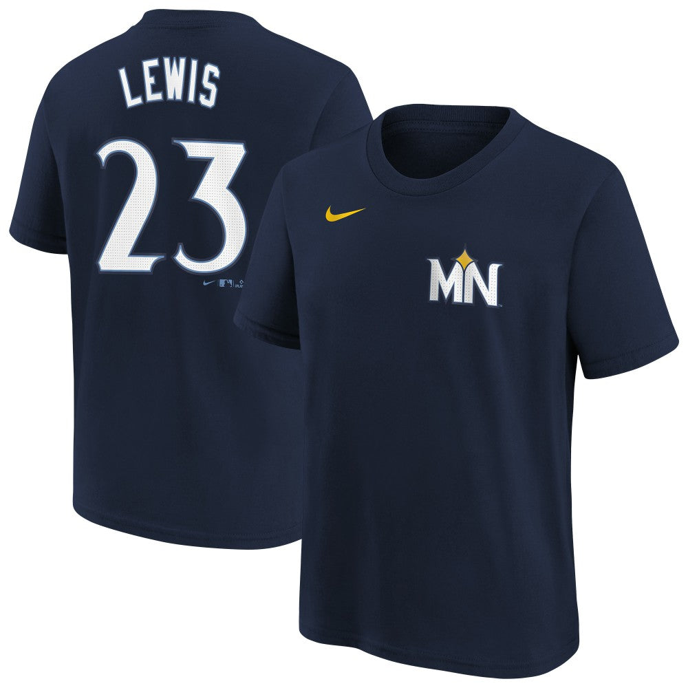 Navy Royce Lewis Minnesota Twins Nike Youth Fuse City Connect Name & Number T-Shirt