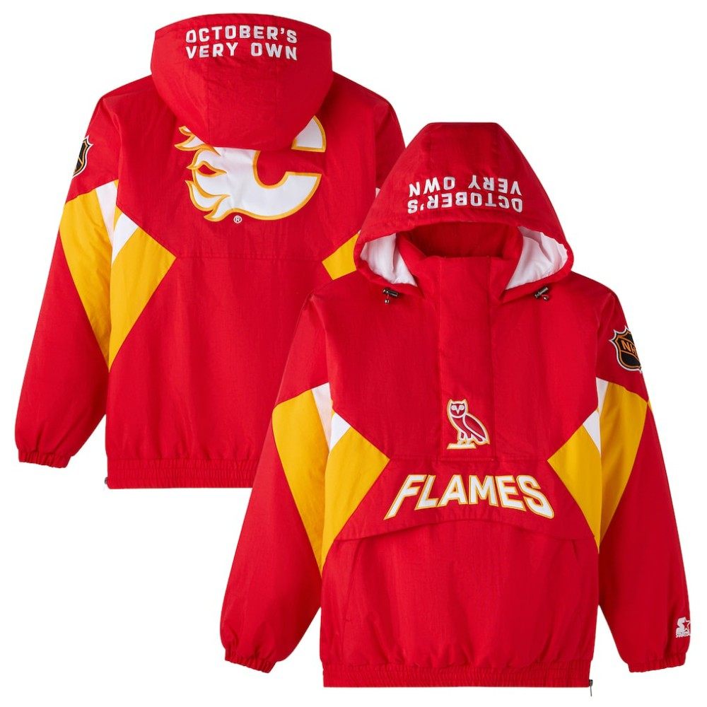 NHL Calgary Flames OVO x Starter Half-Zip Hooded Jacket
