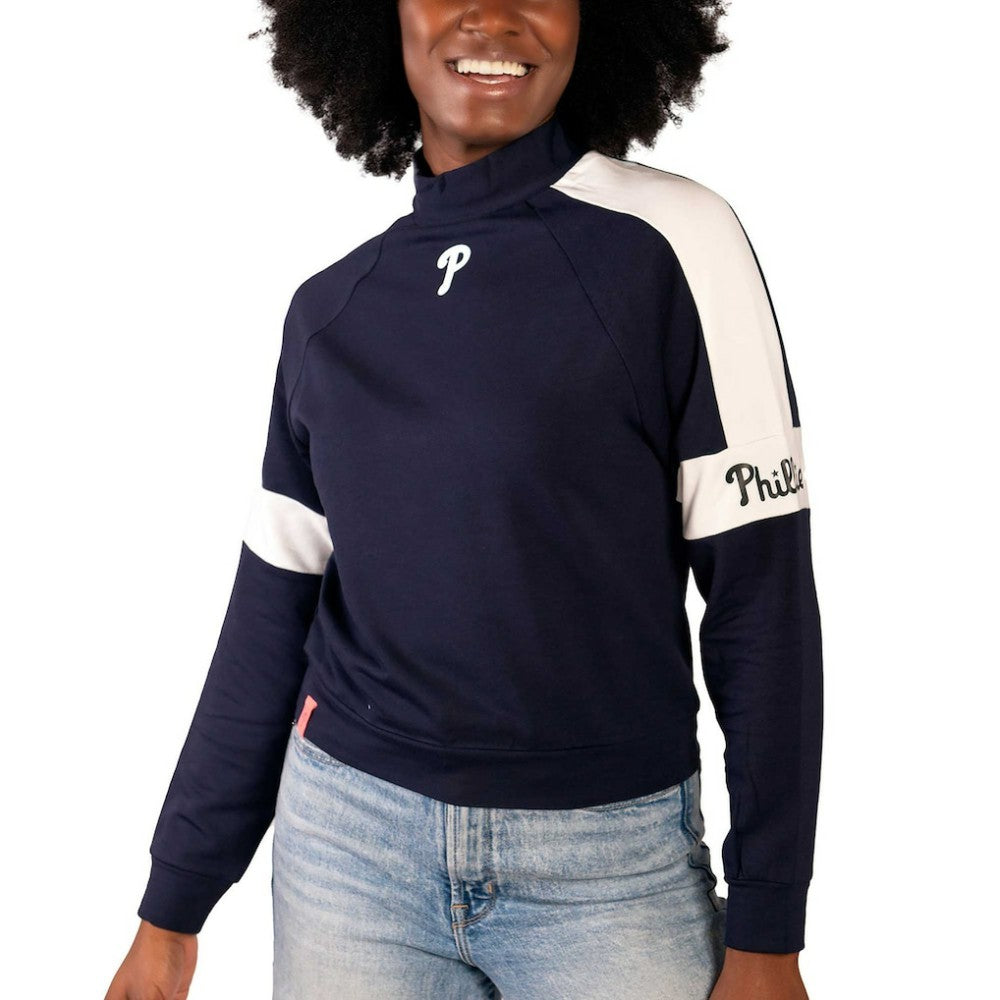 Navy Philadelphia Phillies Lusso Women's Monica Pullover Sweatshirt