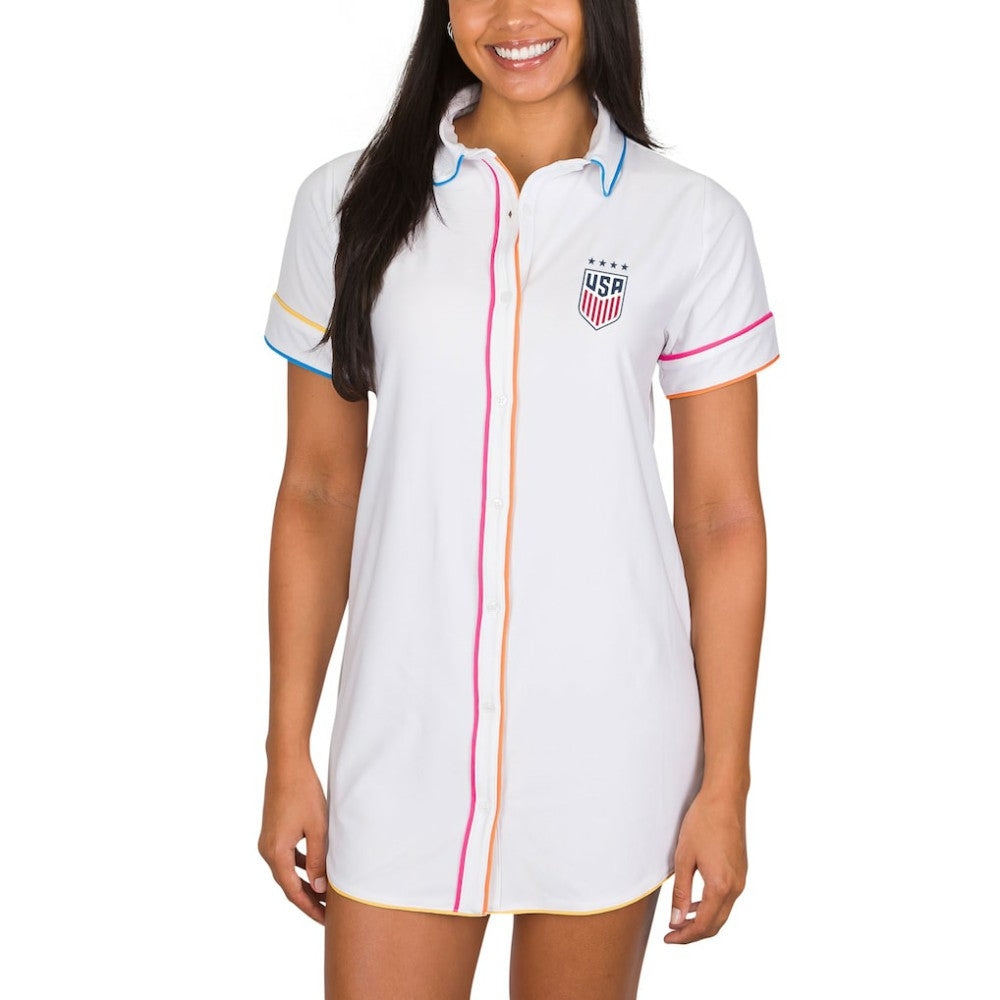 USWNT Concepts Sport Women's Flutter Knit Button-Up Nightshirt
