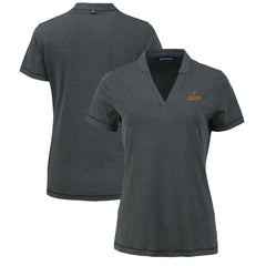 Heather Black Houston Astros Cutter & Buck Women's Forge Stretch Blade DryTec V-Neck Polo