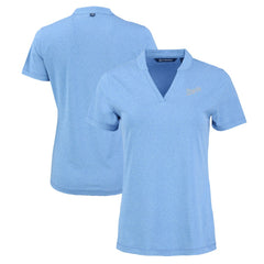 Heather Light Blue Kansas City Royals Cutter & Buck Women's Forge Stretch Blade DryTec V-Neck Polo
