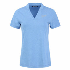 Heather Light Blue Kansas City Royals Cutter & Buck Women's Forge Stretch Blade DryTec V-Neck Polo