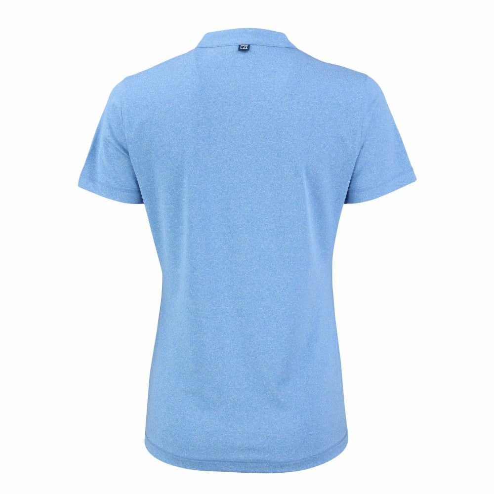 Heather Light Blue Kansas City Royals Cutter & Buck Women's Forge Stretch Blade DryTec V-Neck Polo