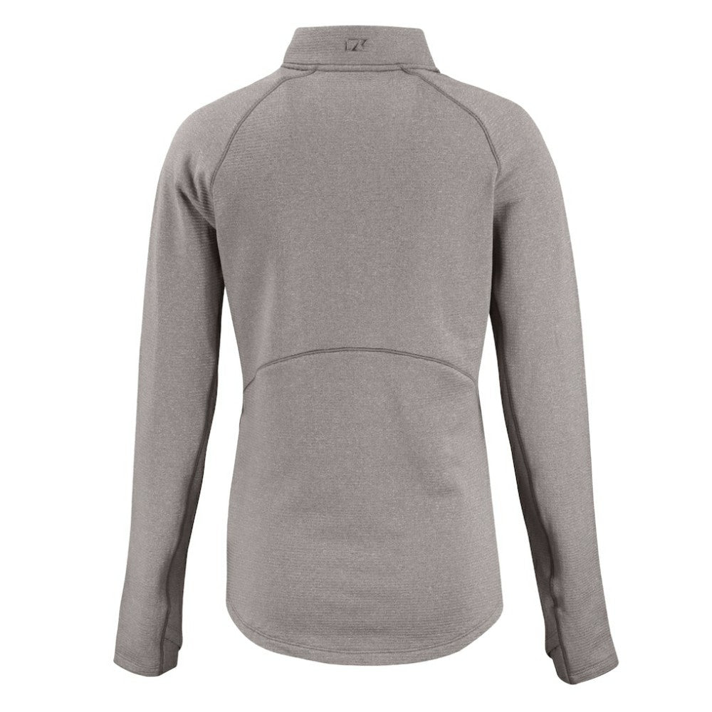 Heather Gray Atlanta Braves Cutter & Buck Women's Peshastin Eco Fleece Recycled Raglan Half-Zip Top
