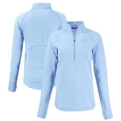 Heather Light Blue Kansas City Royals Cutter & Buck Women's Peshastin Eco Fleece Recycled Raglan Half-Zip Top