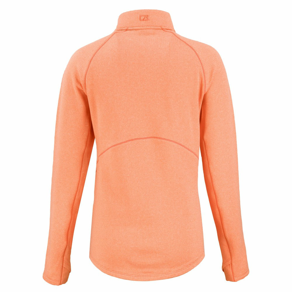 Heather Orange New York Mets Cutter & Buck Women's Peshastin Eco Fleece Recycled Raglan Half-Zip Top
