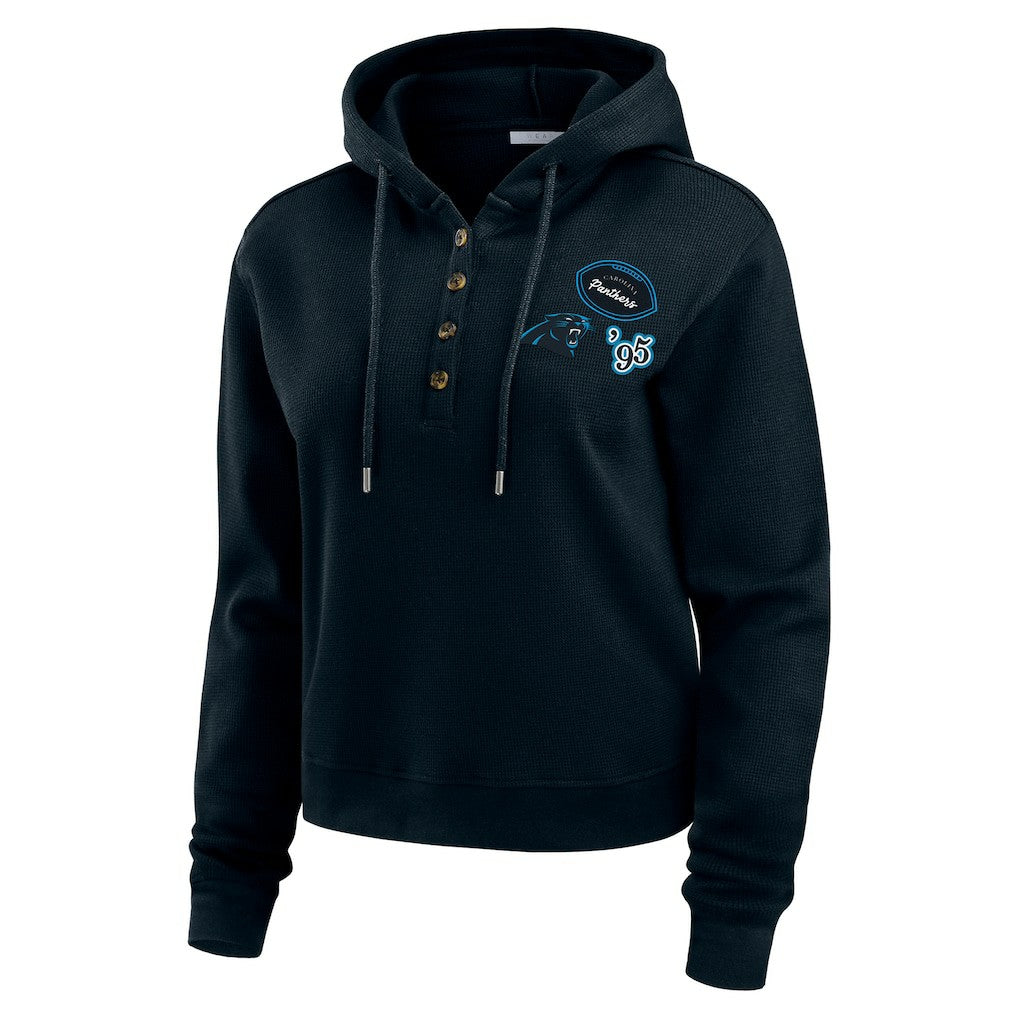 WEAR by Erin Andrews Women's Plus Size Waffle Hoodie Pullover Top - Carolina Panthers Hoodies