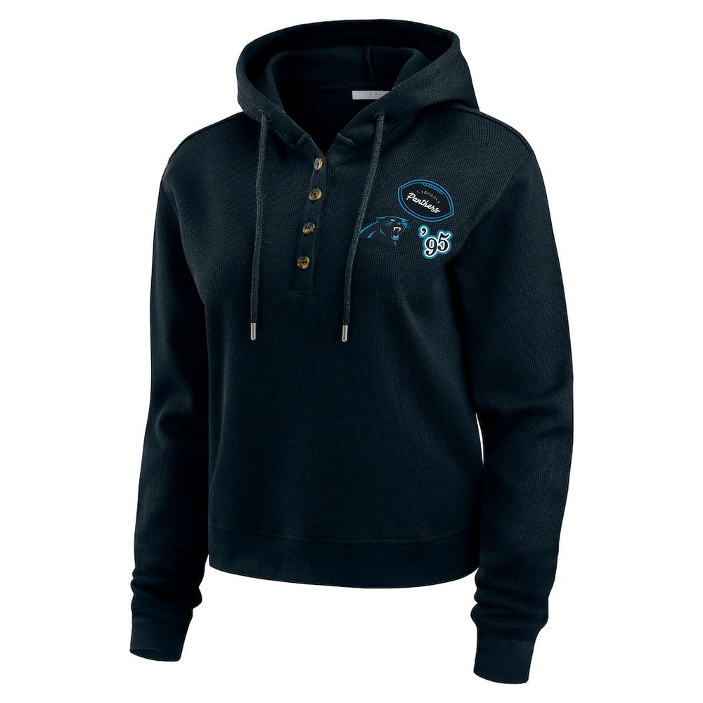 WEAR by Erin Andrews Women's Plus Size Waffle Hoodie Pullover Top - Carolina Panthers Hoodies