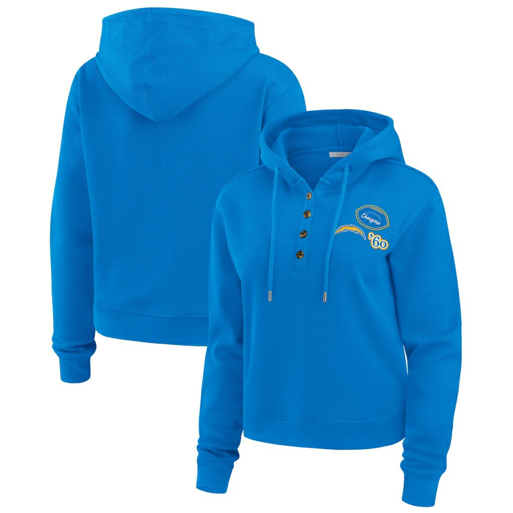WEAR by Erin Andrews Women's Plus Size Waffle Hoodie Pullover Top - Los Angeles Chargers Hoodies