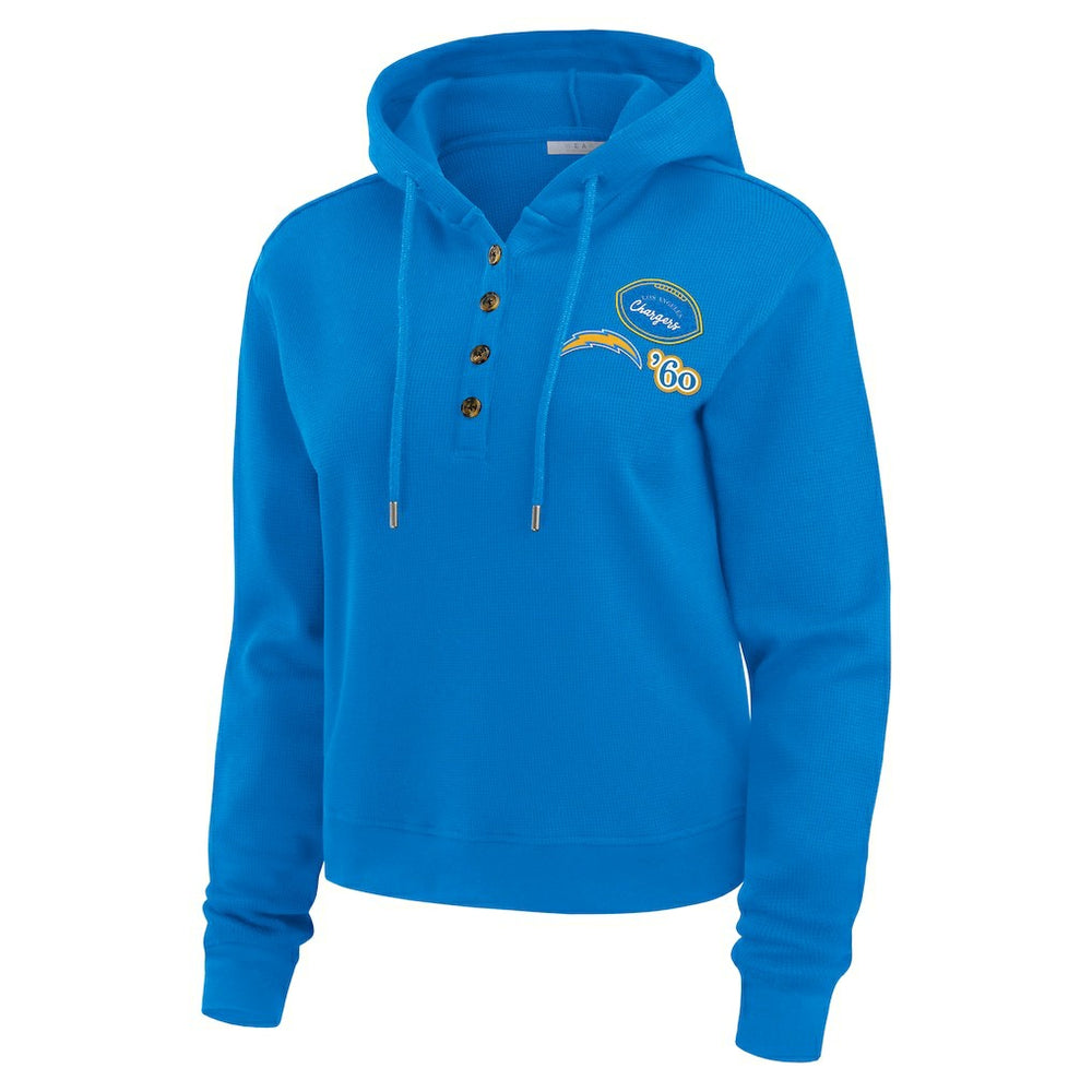 WEAR by Erin Andrews Women's Plus Size Waffle Hoodie Pullover Top - Los Angeles Chargers Hoodies