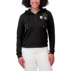 WEAR by Erin Andrews Women's Plus Size Waffle Hoodie Pullover Top - Pittsburgh Steelers Hoodies