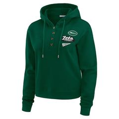WEAR by Erin Andrews Women's Plus Size Waffle Hoodie Pullover Top - New York Jets Hoodies