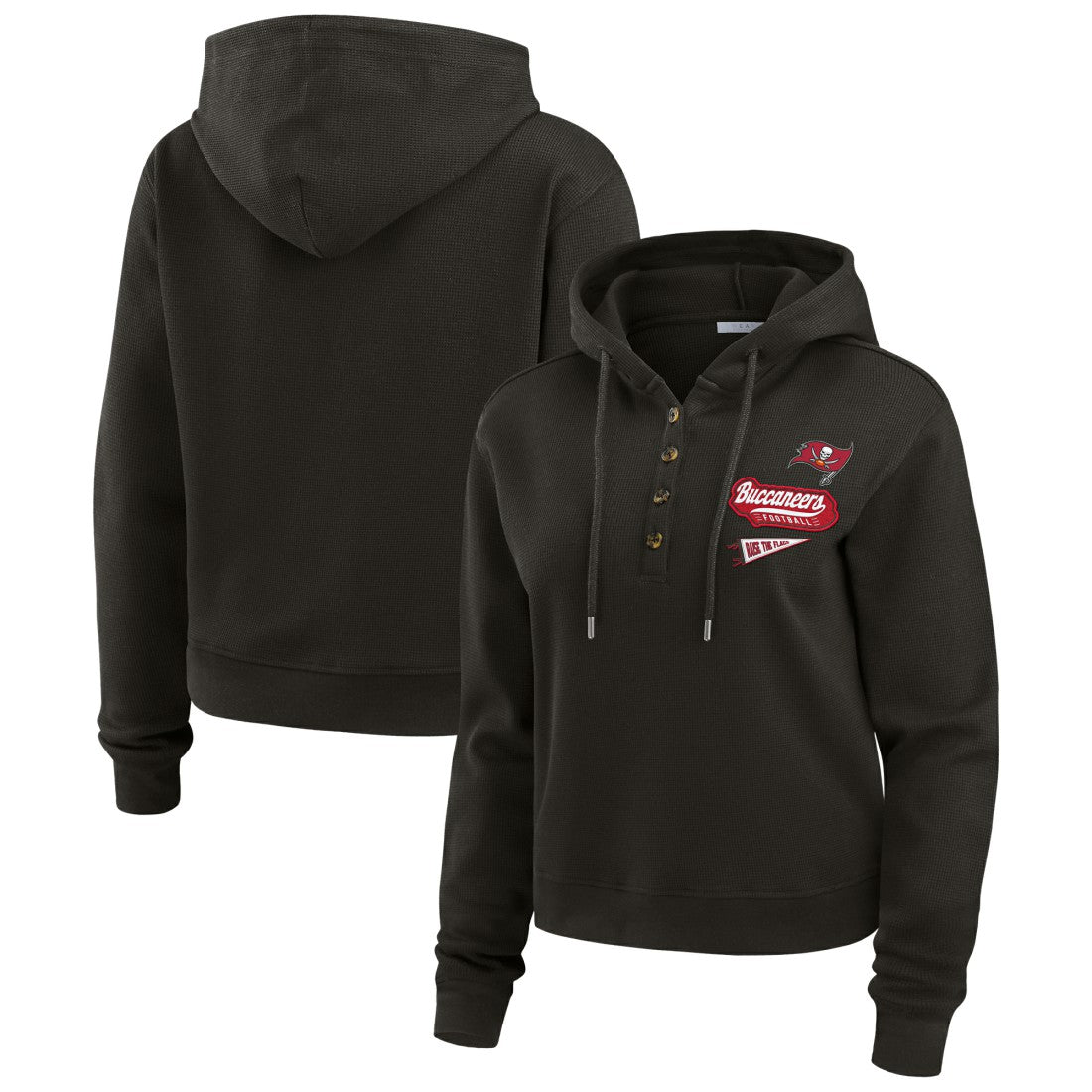 WEAR by Erin Andrews Women's Plus Size Waffle Hoodie Pullover Top - Tampa Bay Buccaneers Hoodies