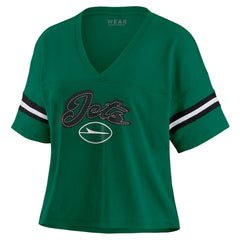 WEAR by Erin Andrews Women's Plus Size Color Block Boxy T-Shirt - New York Jets T-shirts