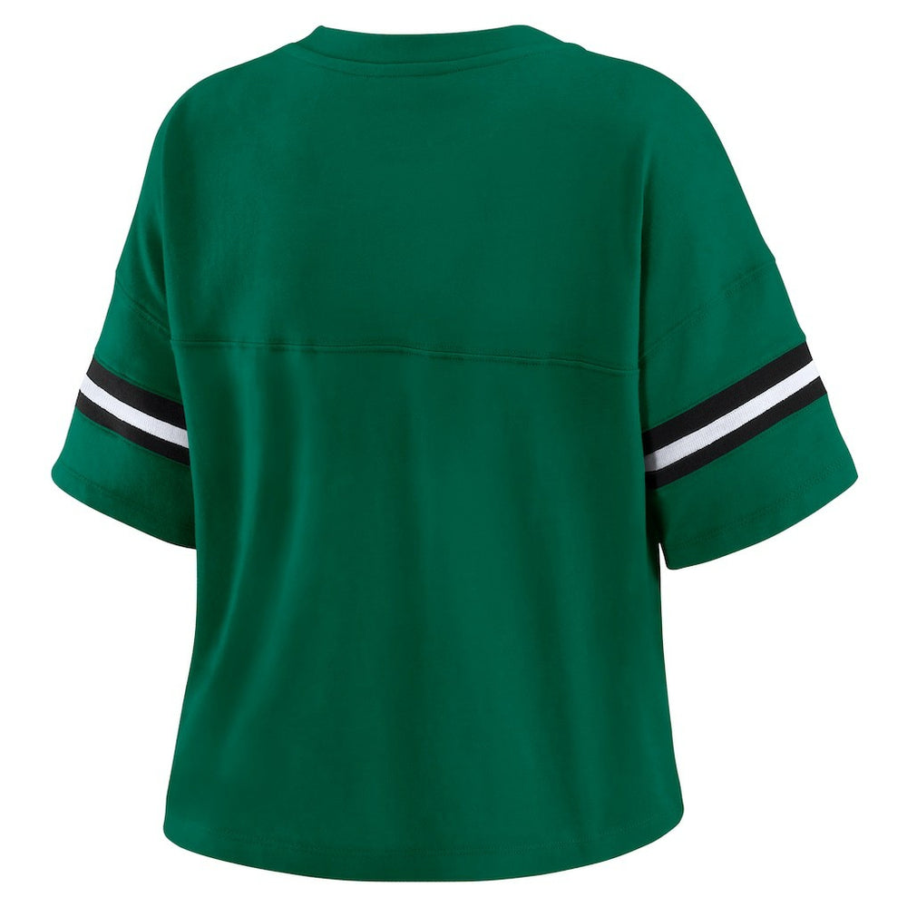 WEAR by Erin Andrews Women's Plus Size Color Block Boxy T-Shirt - New York Jets T-shirts