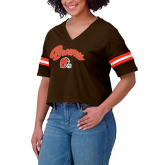 WEAR by Erin Andrews Women's Plus Size Color Block Boxy T-Shirt - Cleveland Browns T-shirts