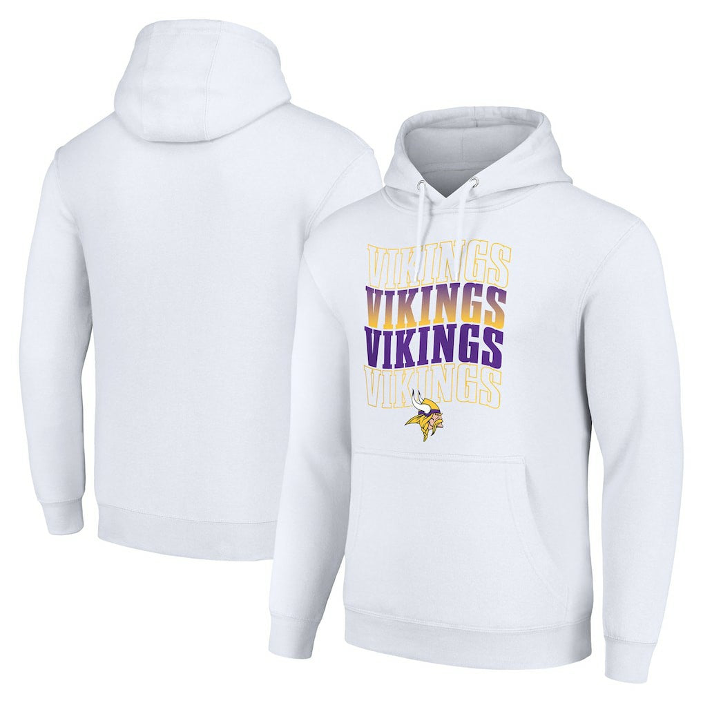 Starter Four Team Name Logo Fleece Pullover Hoodie - Minnesota Vikings Hoodies