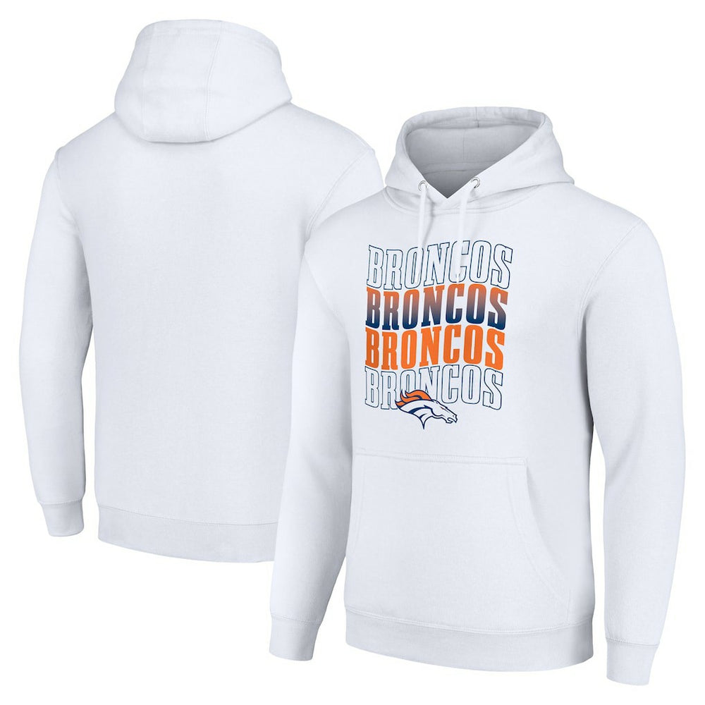 Starter Four Team Name Logo Fleece Pullover Hoodie - Denver Broncos Hoodies