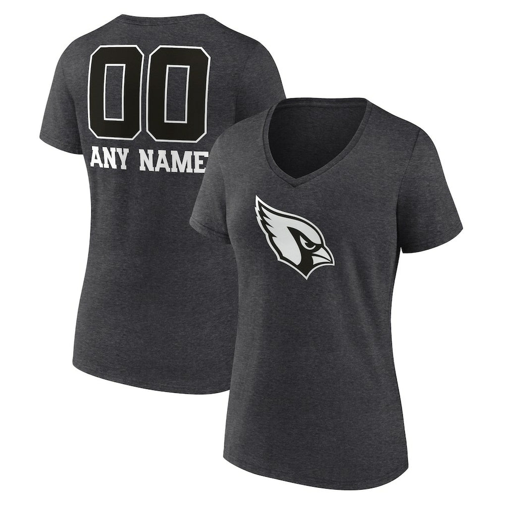 Women's Personalized Name & Number Monochrome V-Neck Long Sleeve T-Shirt - Arizona Cardinals T-shirts