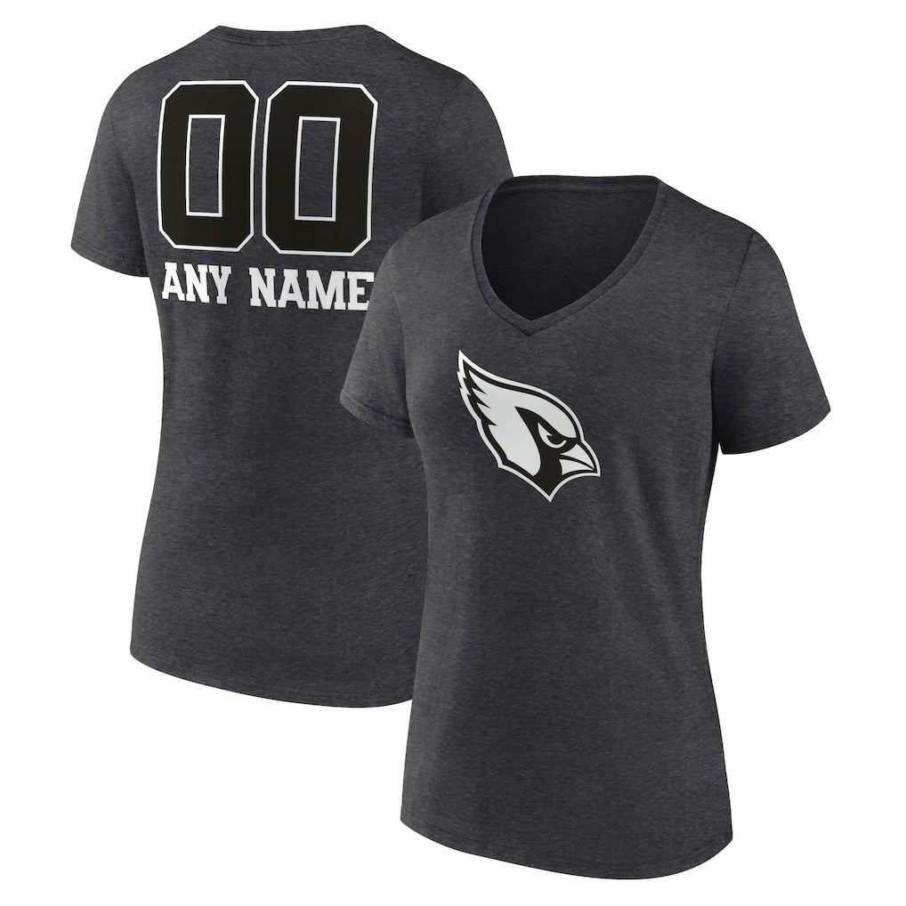 Women's Personalized Name & Number Monochrome V-Neck Long Sleeve T-Shirt - Arizona Cardinals T-shirts