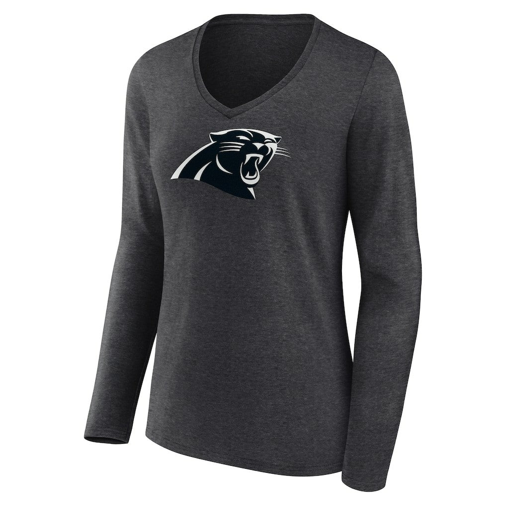 Women's Personalized Name & Number Monochrome V-neck T-Shirt - Carolina Panthers T-shirts