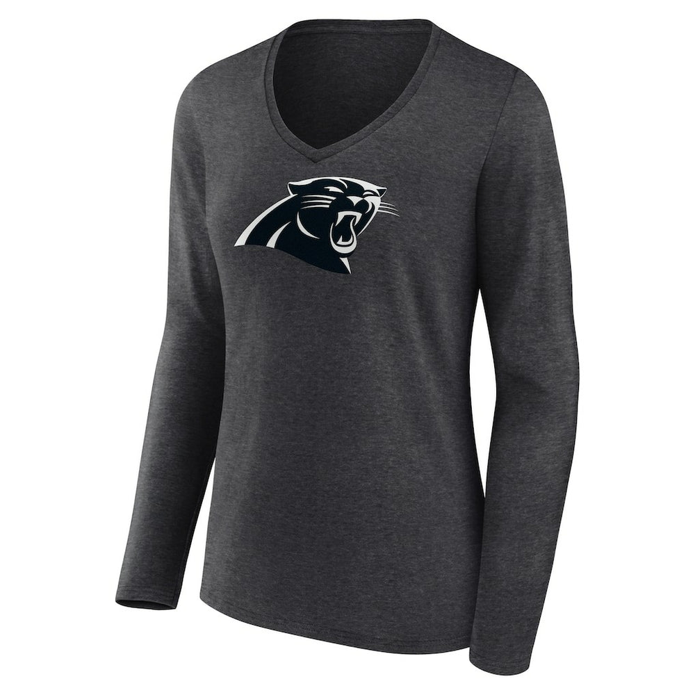Women's Personalized Name & Number Monochrome V-neck T-Shirt - Carolina Panthers T-shirts