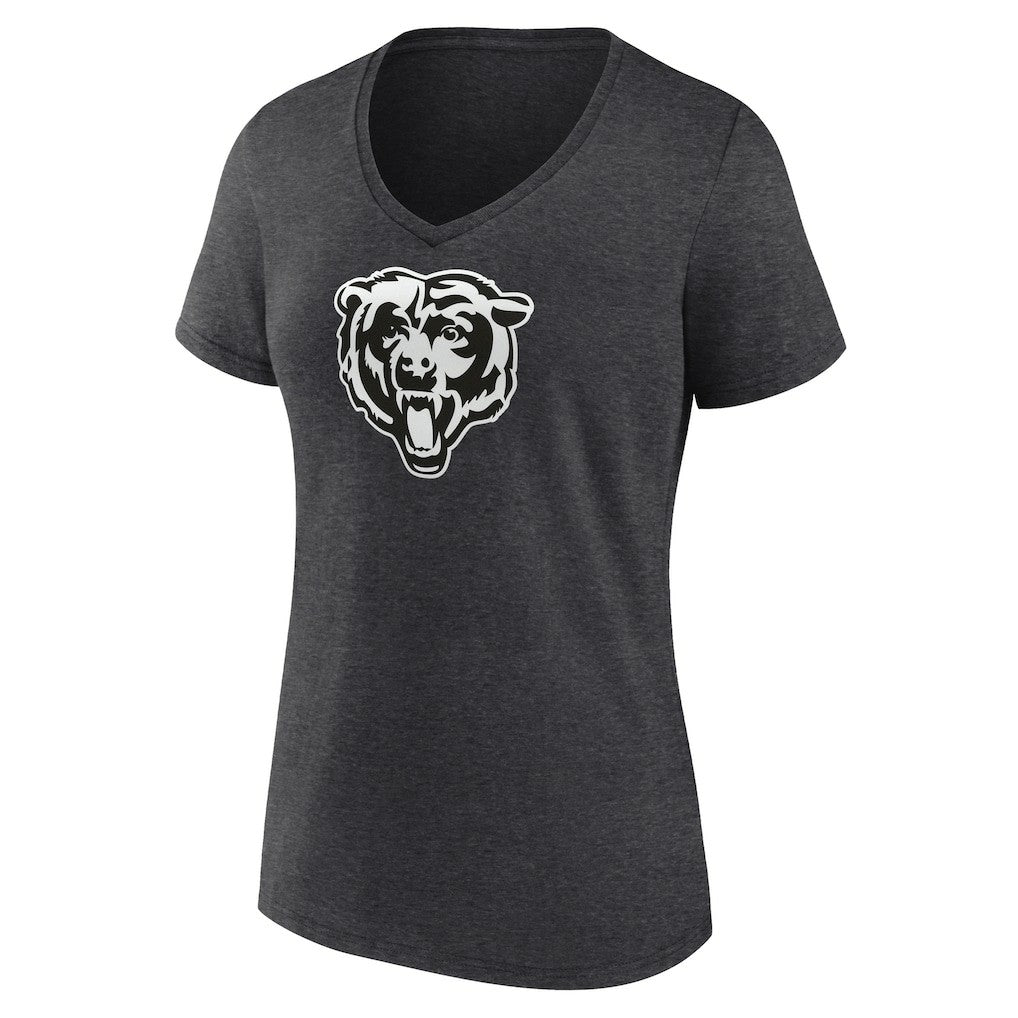 Women's Personalized Name & Number Monochrome V-Neck Long Sleeve T-Shirt - Chicago Bears T-shirts