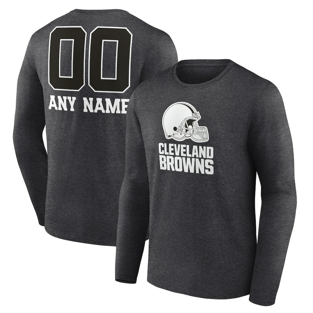 Personalized Name & Number Monochrome Long Sleeve T-Shirt - Cleveland Browns T-shirts