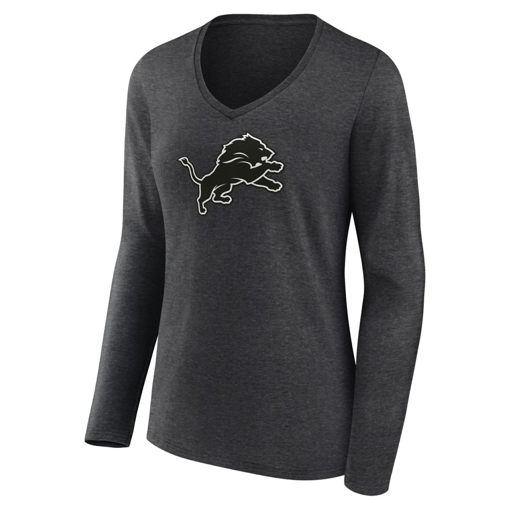 Women's Personalized Name & Number Monochrome V-neck T-Shirt - Detroit Lions T-shirts