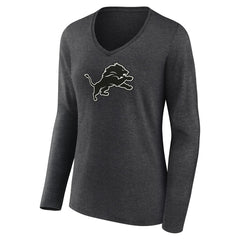 Women's Personalized Name & Number Monochrome V-neck T-Shirt - Detroit Lions T-shirts
