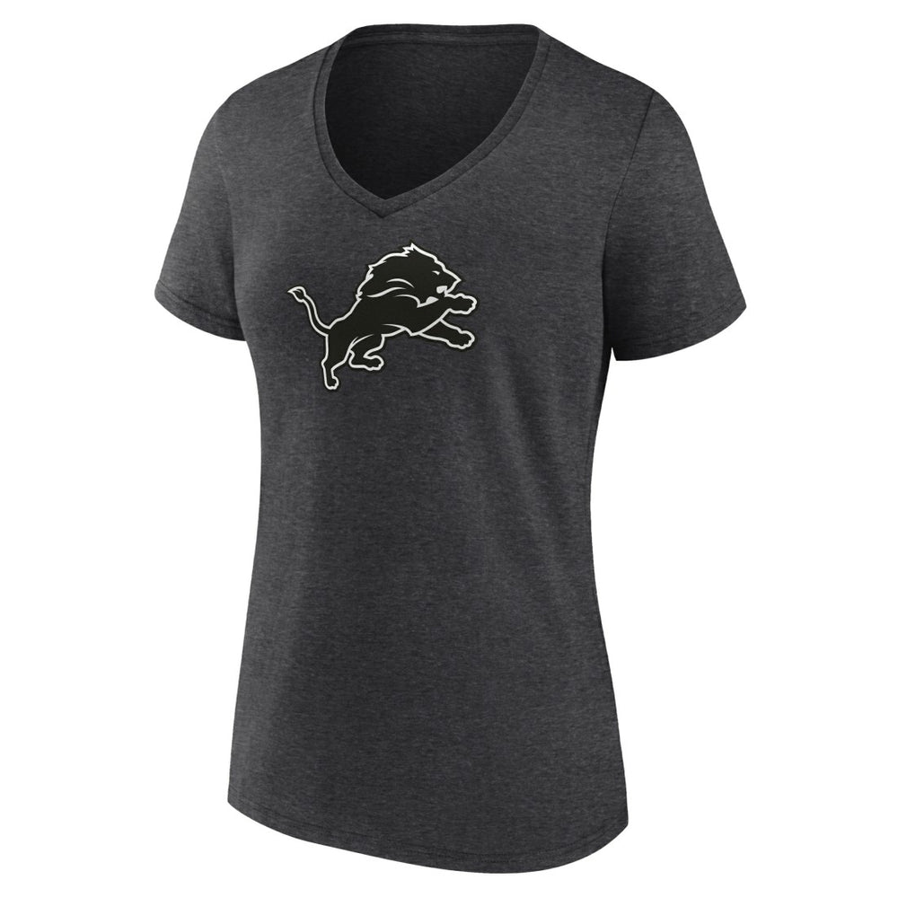 Women's Personalized Name & Number Monochrome V-Neck Long Sleeve T-Shirt - Detroit Lions T-shirts