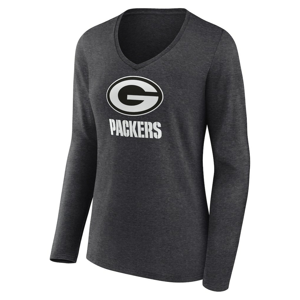 Women's Personalized Name & Number Monochrome V-neck T-Shirt - Green Bay Packers T-shirts