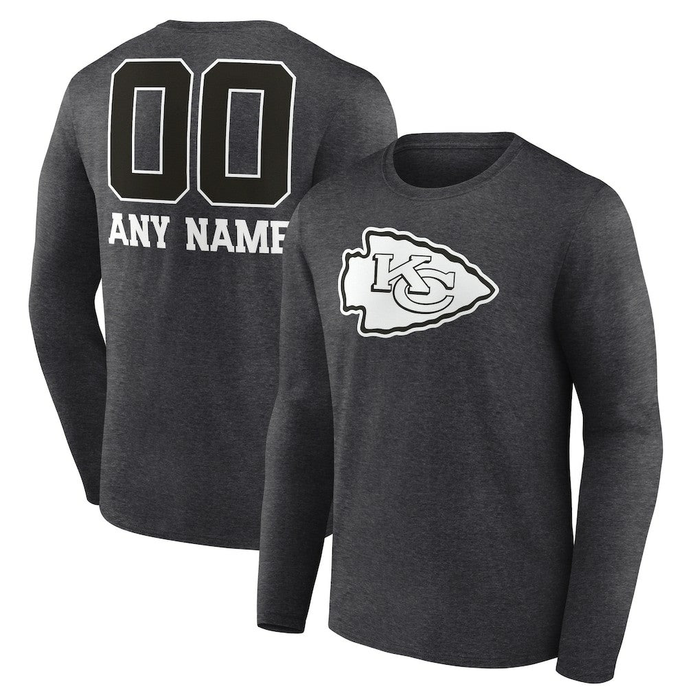 Personalized Name & Number Monochrome Long Sleeve T-Shirt - Kansas City Chiefs T-shirts