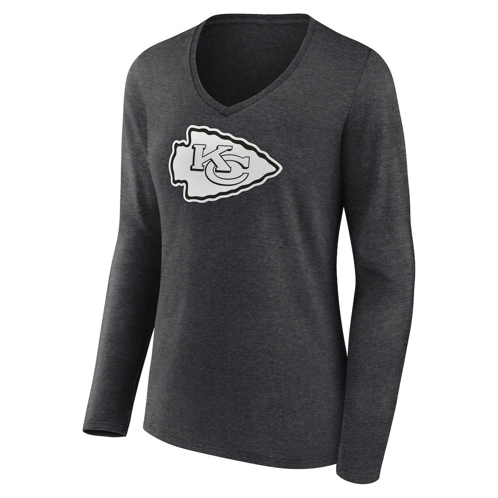 Women's Personalized Name & Number Monochrome V-neck T-Shirt - Kansas City Chiefs T-shirts