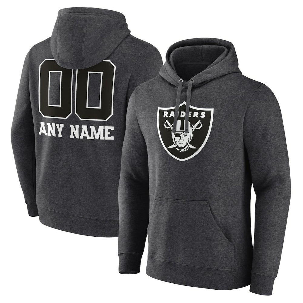 Personalized Name & Number Monochrome Pullover Hoodie - Las Vegas Raiders Hoodies