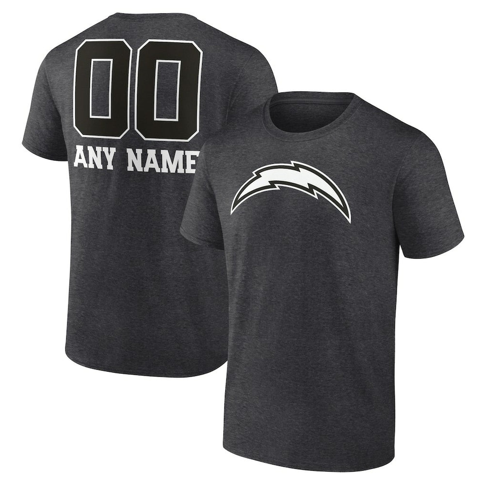 Personalized Name & Number Monochrome T-Shirt - Los Angeles Chargers T-shirts