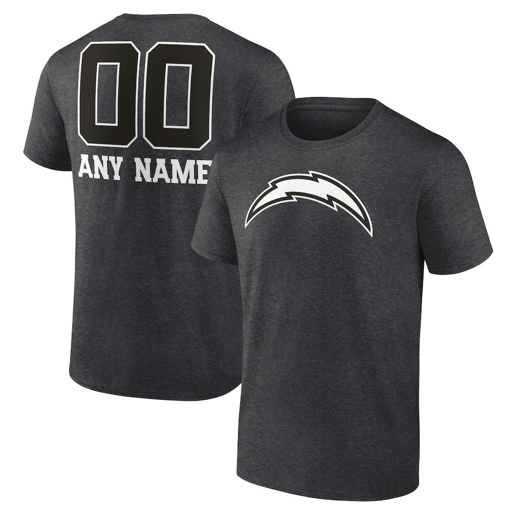 Personalized Name & Number Monochrome T-Shirt - Los Angeles Chargers T-shirts