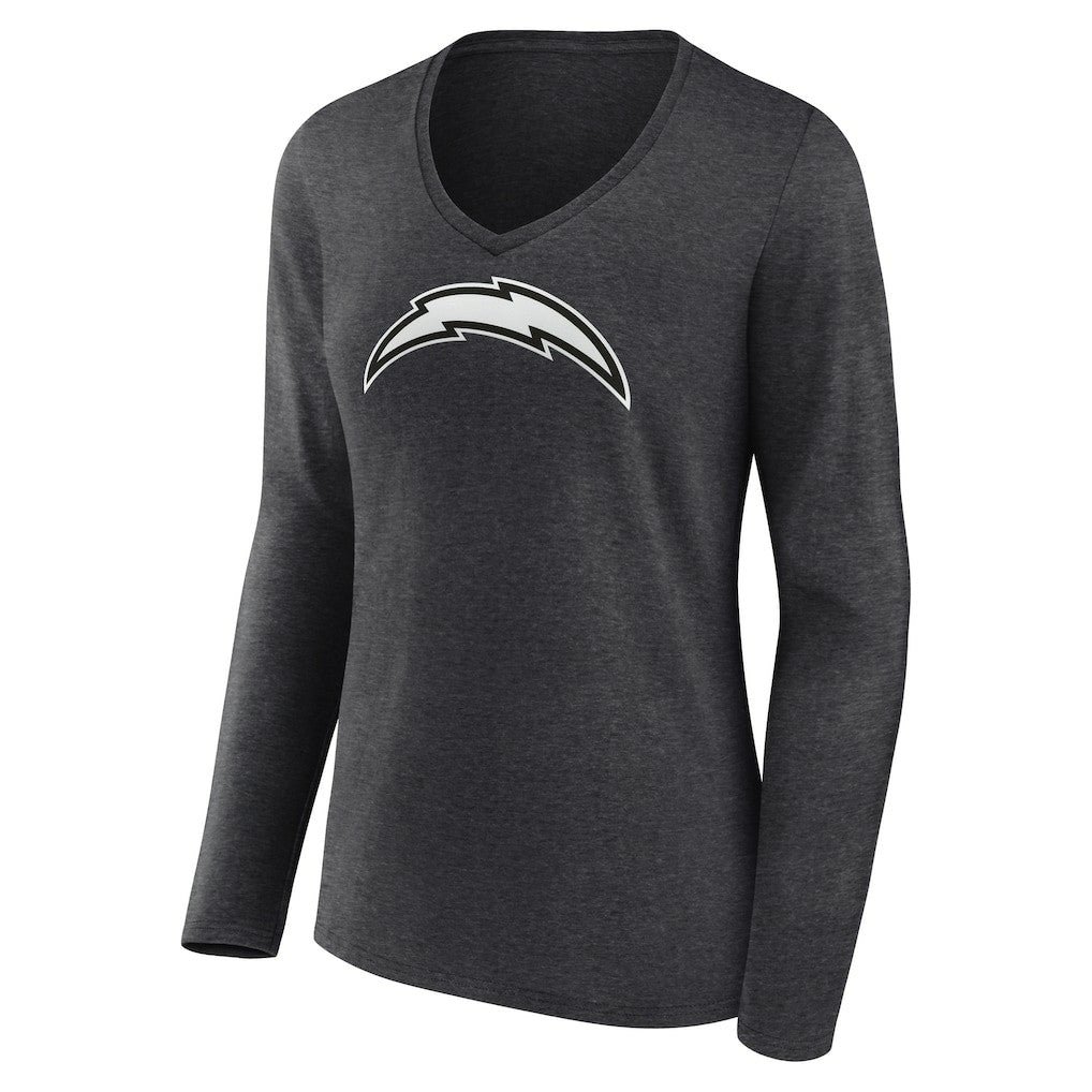 Women's Personalized Name & Number Monochrome V-neck T-Shirt - Los Angeles Chargers T-shirts